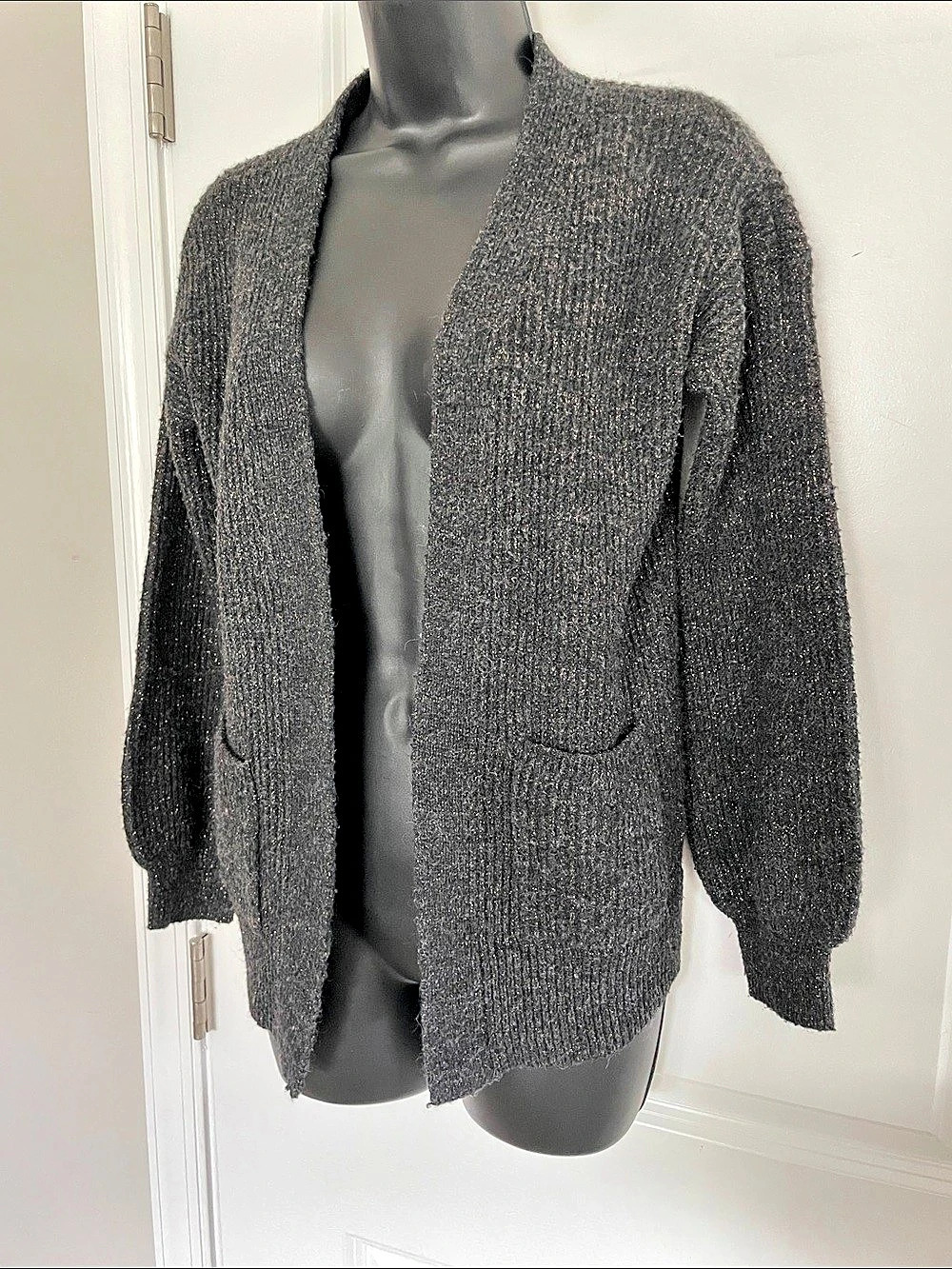 SO black and orange Metallic Knit Cardigan in Size Medium